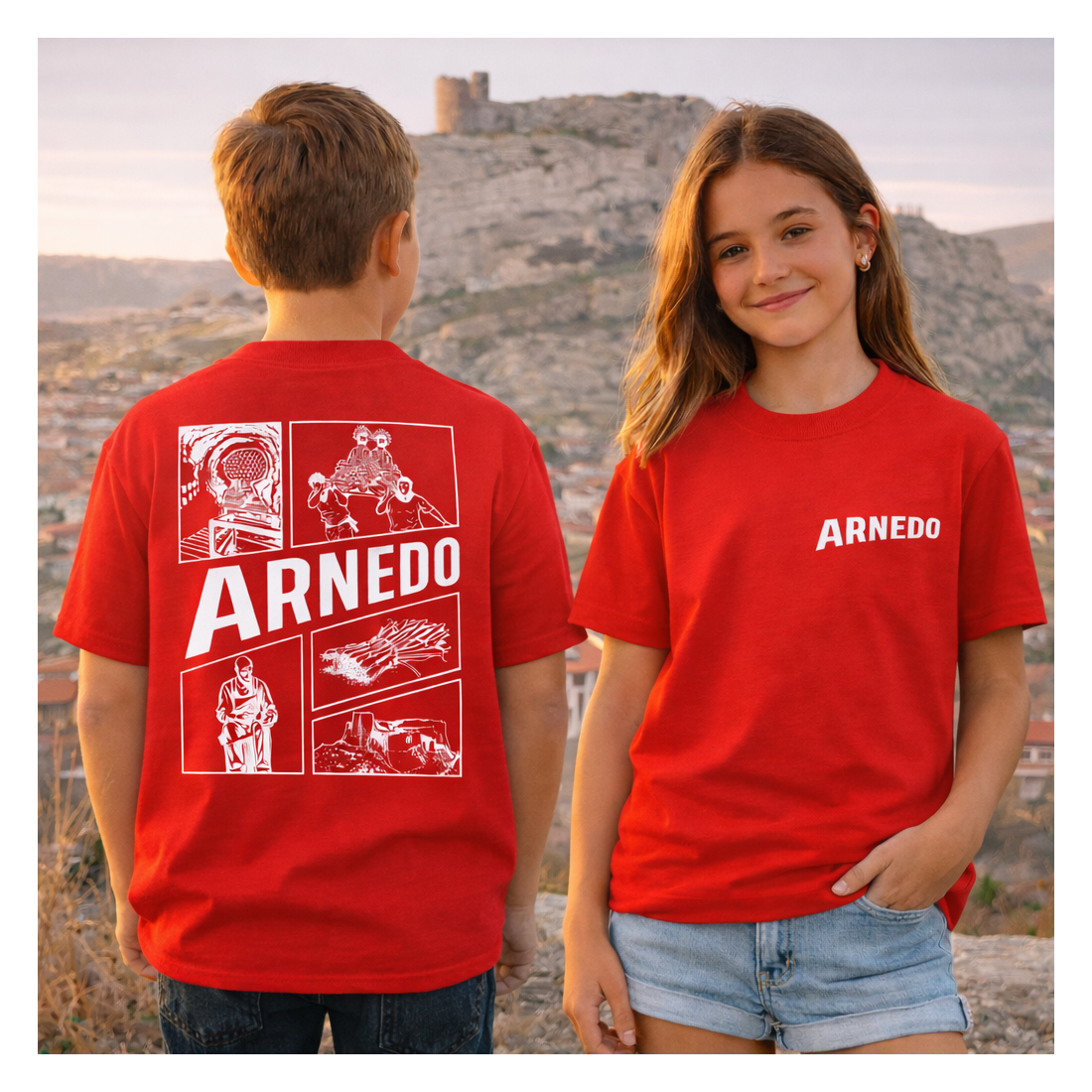 Camiseta Fiestas Arnedo Infantil Roja Premium | Siente Tu Pueblo