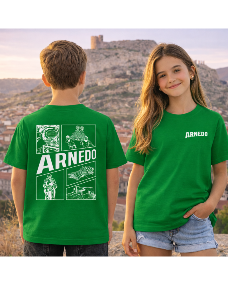 Camiseta Fiestas Arnedo Infantil Verde Premium | Siente Tu Pueblo