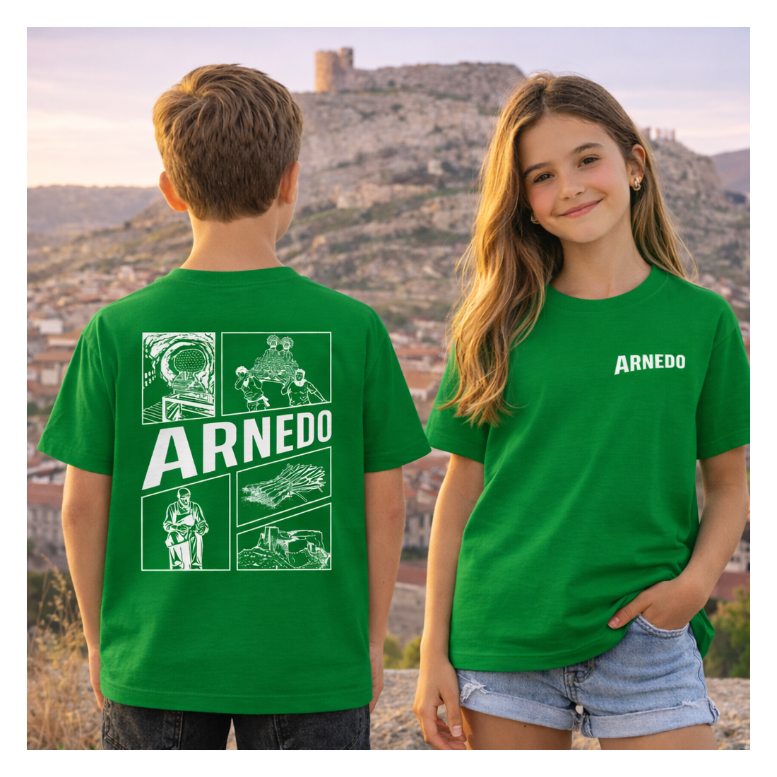 Camiseta Fiestas Arnedo Infantil Verde Premium | Siente Tu Pueblo