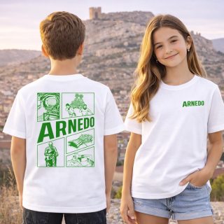 Camiseta Fiestas Arnedo Infantil Blanco-Verde Premium | Siente Tu Pueblo