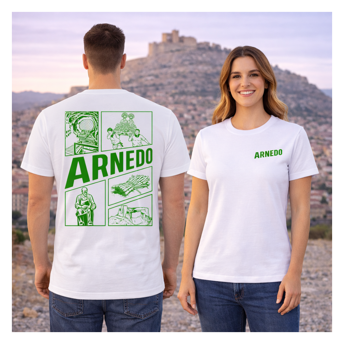 Camiseta Fiestas Arnedo Blanco Verde Premium | Siente Tu Pueblo