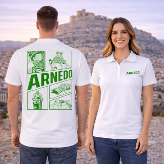 Polo de Algodón Blanco-Verde Piqué - Arnedo "Siente tu Pueblo" | Calidad y Tradición