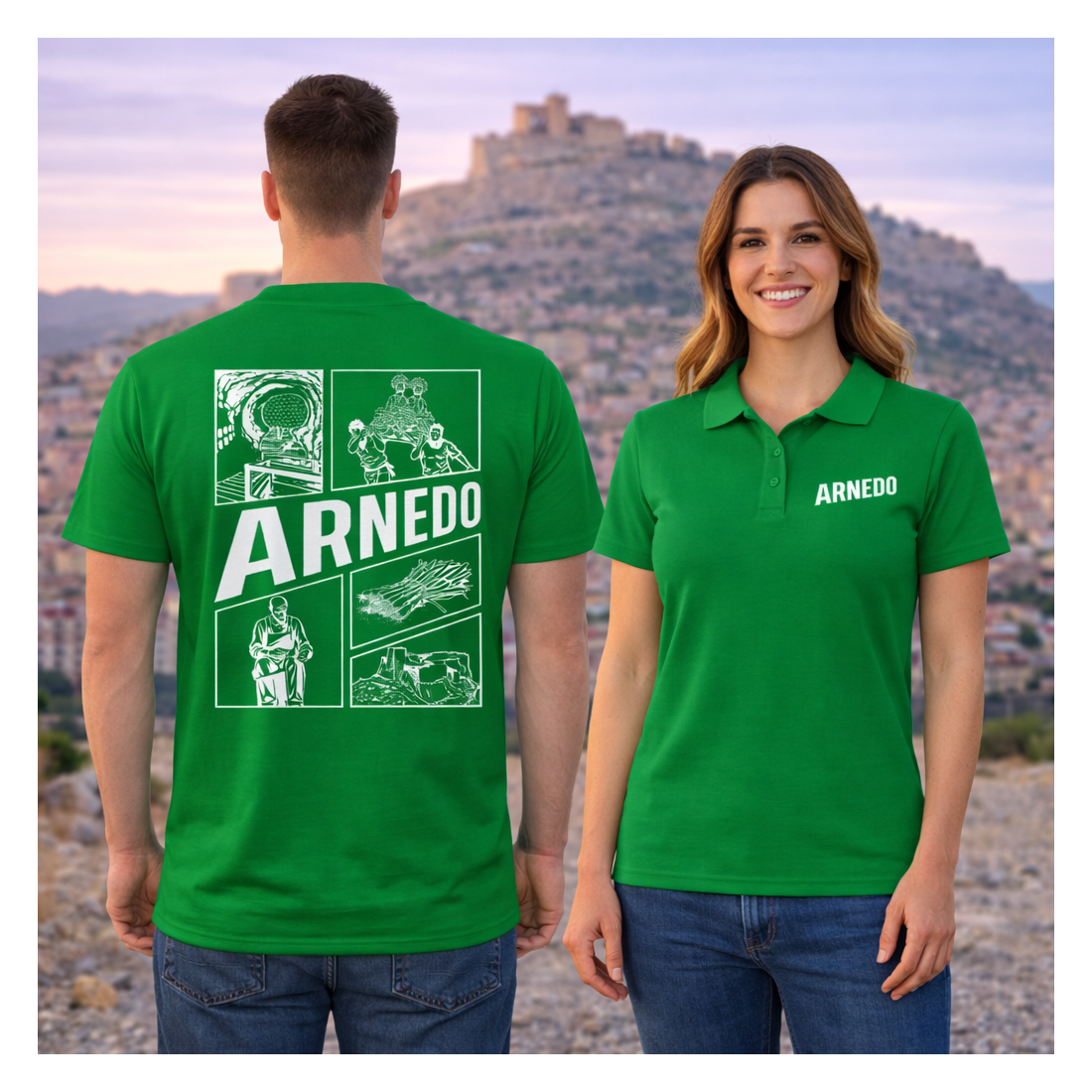 Polo de AlgodónVerde Piqué - Arnedo "Siente tu Pueblo" | Calidad y Tradición